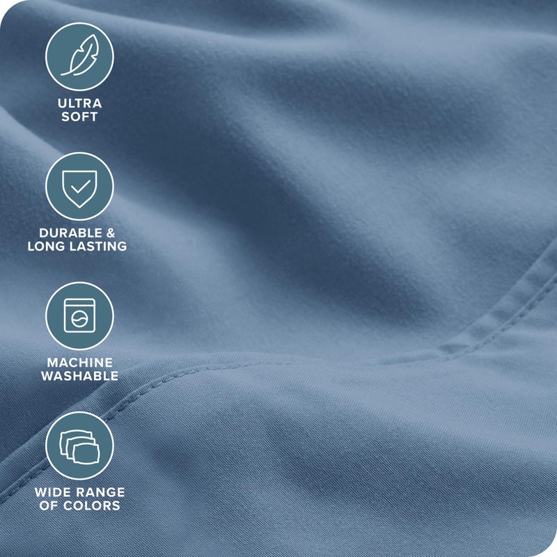 Bare Home Hotel Luxury Twin XL Sheet Set, Extra Soft, 4 Piece Set, Deep Pockets, Easy Fit, Cooling & Breathable, Wrinkle, Fade, Stain Resistant, Includes 2 Pillowcases (Twin XL, Coronet Blue) - Image 4